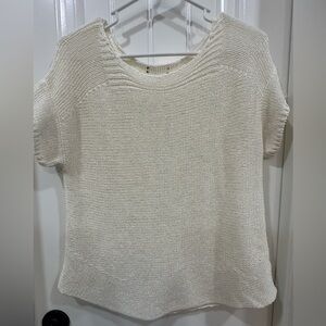 Cream Knit Short Sleeve Sweater